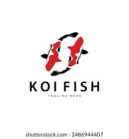 Koi Fish Logo Design Chinese Lucky Ornamental Fish Goldfish Company Brand