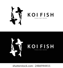 Koi Fish Logo Design Chinese Lucky Ornamental Fish Goldfish Company Brand