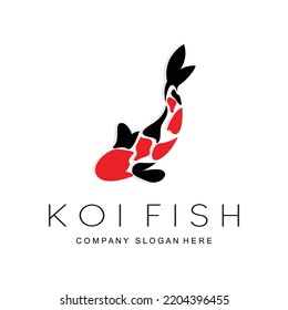 Koi Fish Logo Design, Ornamental Fish Vector, Aquarium Ornament Illustration Brand product