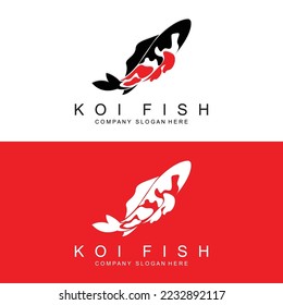 Koi Fish Logo Design, Ornamental Fish Vector, Aquarium Ornament Illustration Brand product