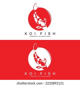 Koi Fish Logo Design, Ornamental Fish Vector, Aquarium Ornament Illustration Brand product