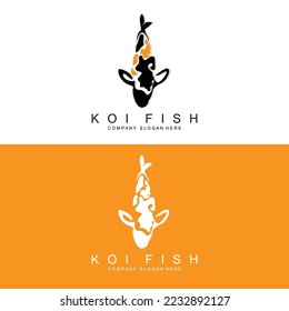 Koi Fish Logo Design, Ornamental Fish Vector, Aquarium Ornament Illustration Brand product