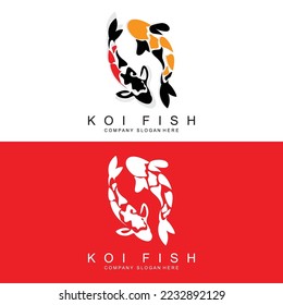 Koi Fish Logo Design, Ornamental Fish Vector, Aquarium Ornament Illustration Brand product