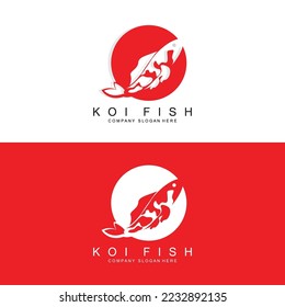 Koi Fish Logo Design, Ornamental Fish Vector, Aquarium Ornament Illustration Brand product