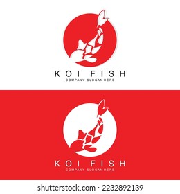 Koi Fish Logo Design, Ornamental Fish Vector, Aquarium Ornament Illustration Brand product