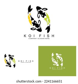 Koi Fish Logo Design, Ornamental Fish Vector, Aquarium Ornament Illustration Brand product