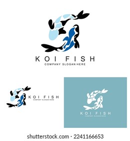 Koi Fish Logo Design, Ornamental Fish Vector, Aquarium Ornament Illustration Brand product