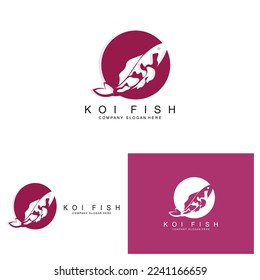 Koi Fish Logo Design, Ornamental Fish Vector, Aquarium Ornament Illustration Brand product