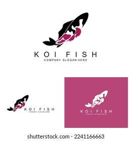 Koi Fish Logo Design, Ornamental Fish Vector, Aquarium Ornament Illustration Brand product