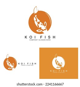Koi Fish Logo Design, Ornamental Fish Vector, Aquarium Ornament Illustration Brand product