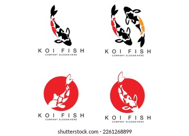 Koi Fish Logo Design, Ornamental Fish Vector, Aquarium Ornament Illustration Brand product