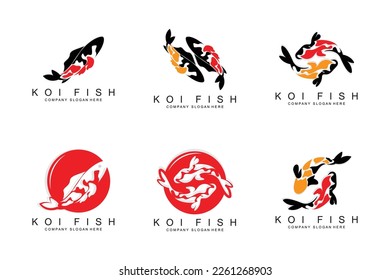 Koi Fish Logo Design, Ornamental Fish Vector, Aquarium Ornament Illustration Brand product