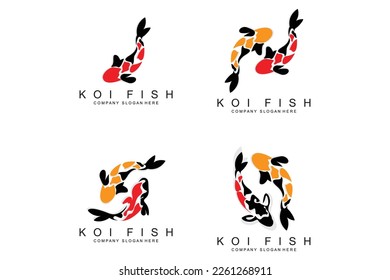 Koi Fish Logo Design, Ornamental Fish Vector, Aquarium Ornament Illustration Brand product