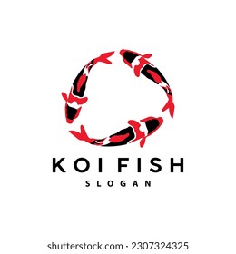 Koi Fish Logo Design, Ornamental Fish Vector, Aquarium Ornament Illustration Brand product
