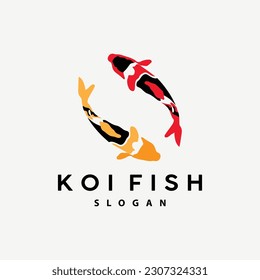 Koi Fish Logo Design, Ornamental Fish Vector, Aquarium Ornament Illustration Brand product