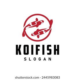 Koi Fish Logo Design, Ornamental Fish Vector, Aquarium Ornament Illustration Brand product