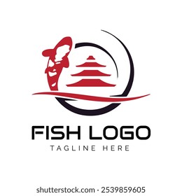 Koi Fish Logo Design, Vector de peces ornamentales, Ilustración de adorno de acuario Producto de la marca Logotipo de pescado