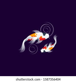 koi fish logo design vector ilustration