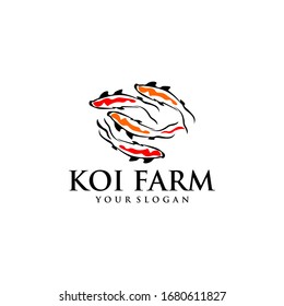 Koi Fish Logo Design Vector Template