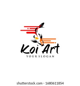 Koi Fish Logo Design Vector Template