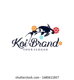 Koi Fish Logo Design Vector Template