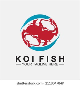 Plantilla de vectores de diseño de logotipo de pescado Koi