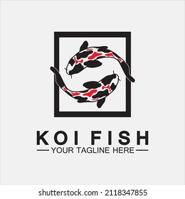 Plantilla de vectores de diseño de logotipo de pescado Koi