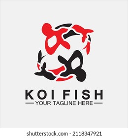 Plantilla de vectores de diseño de logotipo de pescado Koi