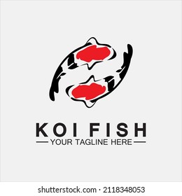 Plantilla de vectores de diseño de logotipo de pescado Koi