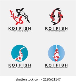 Koi Fish Logo Design Vector Template