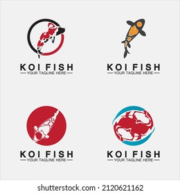 Koi Fish Logo Design Vector Template