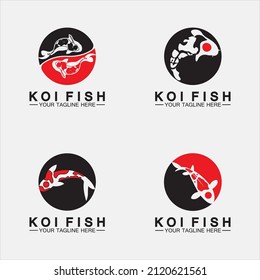 Koi Fish Logo Design Vector Template