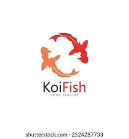 koi fish logo design vetor template