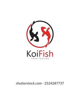 koi fish logo design vetor template