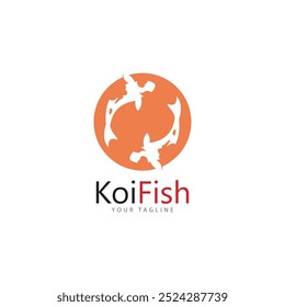 koi fish logo design vetor template