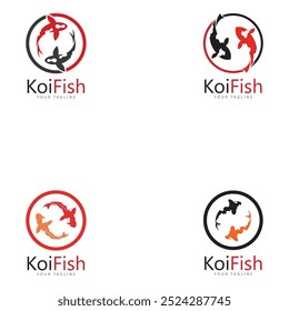 koi fish logo design vetor template