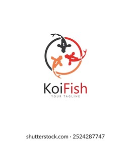 koi fish logo design vetor template