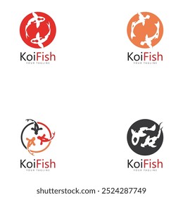 koi fish logo design vetor template