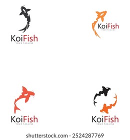 koi fish logo design vetor template