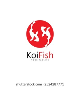 koi fish logo design vetor template