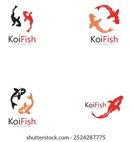 koi fish logo design vetor template