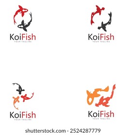 koi fish logo design vetor template