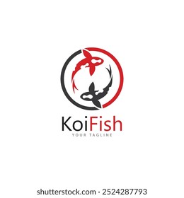 koi fish logo design vetor template