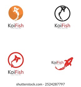 koi fish logo design vetor template