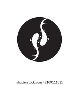 koi fish logo illustration design template