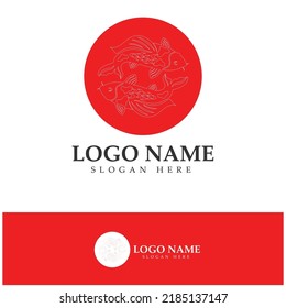 Icono de la ilustración del logotipo de Koi Fish Plantilla de vector de diseño