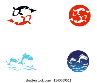 Koi fish logo and symbols vector template 