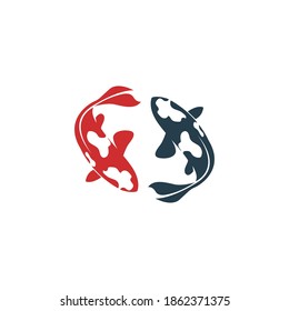 Plantilla de logotipo de pescado Koi. Símbolo vector creativo