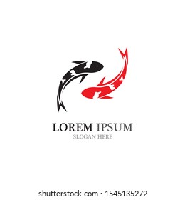 Koi fish logo vector animal