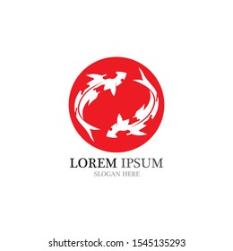 Koi fish logo vector animal